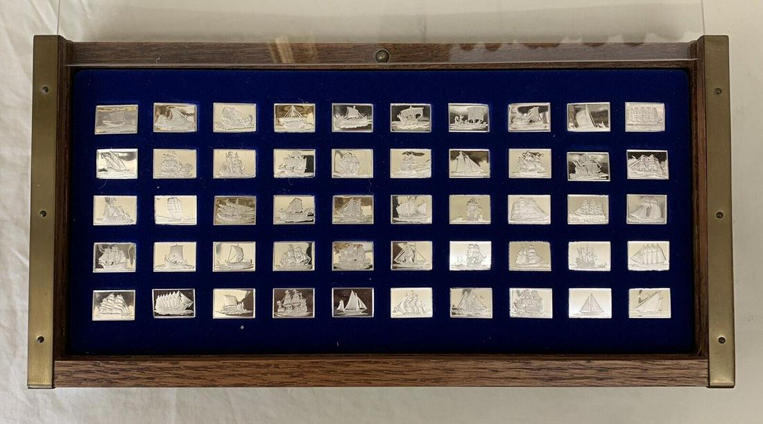 GREAT SAILING SHIPS OF HISTORY FRANKLIN MINT 50 BARS STERLING SILVER INGOT SET: GREAT SAILING SHIPS OF HISTORY FRANKLIN MINT 50 BARS STERLING SILVER INGOT SET Pre-Owned PLEASE NOTE: Framed Large or heavy Items do not have shipping costs included. The exact shipping cost will be a
