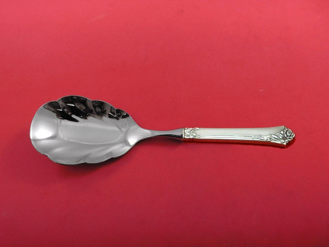 Damask Rose by Oneida Sterling Silver Rice Spoon Scalloped 10" HH WS Custom Made: Damask Rose by Oneida Sterling Silver Rice Spoon Scalloped 10" HH WS Custom Made Damask rose by oneidasterling silver hollow handle with with stainless implement rice serving spoon with scalloped bowl