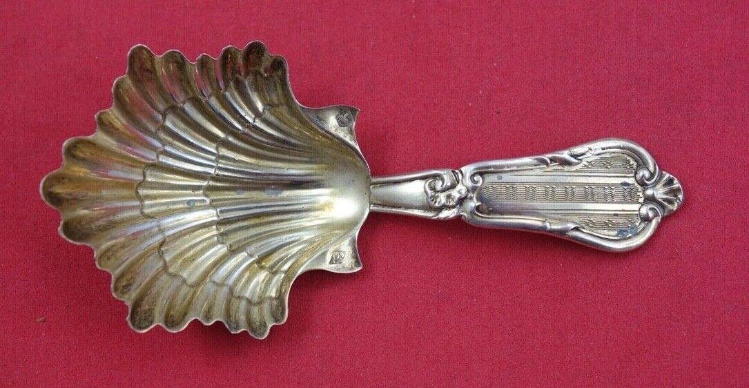 Philippe Berthier French Sterling Silver Tea Caddy Spoon vermeil & engine 3 3/4": Philippe Berthier French Sterling Silver Tea Caddy Spoon vermeil & engine 3 3/4" Philippe berthierwonderful philippe berthier french sterling silver tea caddy spoon, vermeil & engine turned 3 3/4" 800