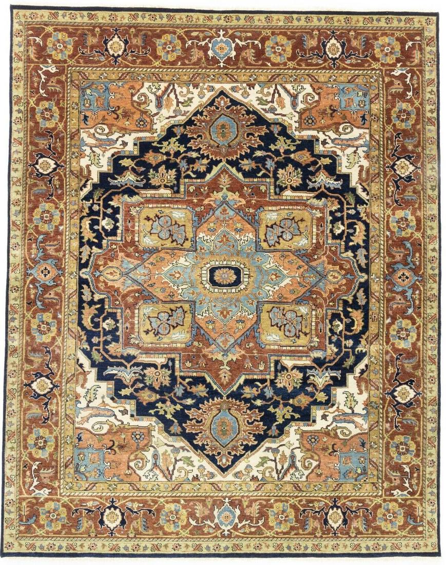 Handmade Wool Heriz Serapi 8X10 Large Geometric Oriental Rug Living Room Carpet: Handmade Wool Heriz Serapi 8X10 Large Geometric Oriental Rug Living Room Carpet Type: Area Rug "Size: 710 X 910 " Color: Dark Navy Production Technique: Knotted Material: Wool Item Width: 94 Original/