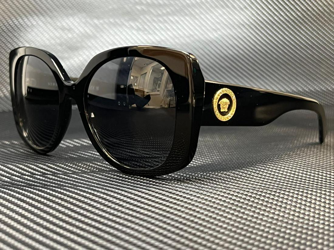 VERSACE VE4387F GB1 87 Black Grey Women's Sunglasses 56 mm: VERSACE VE4387F GB1 87 Black Grey Women's Sunglasses 56 mm Lens Technology: Nonmirrored Vintage: No Frame Color: Black Uv Protection: 100% UV Type: Sunglasses Lens Material: Plastic Frame Material: Pl