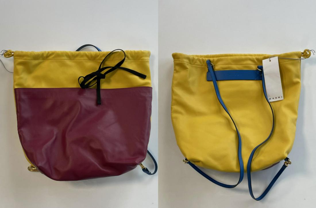 Marni Taos backpack brief bag hand bucket -: Marni Taos backpack brief bag hand bucket - Marque: Marni Style: Sac a dos Profondeur De La Poche: 39 cm x 13 cm x 34 cm Vintage: Non Materiel De Fixation: Plaque Or Numero De Piece Fabricant: ZMPN03Q