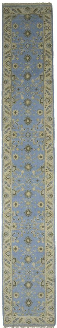 3X16 Handmade Floral Oushak Chobi Oriental Runner Rug Oversized Carpet 27X157: 3X16 Handmade Floral Oushak Chobi Oriental Runner Rug Oversized Carpet 27X157 Type: Hallway rug Color: Light Blue Size: 15"7 X 2"7 Ft Pattern: Floral Material: Wool Item Width: 31 Item Length: 187 Reg