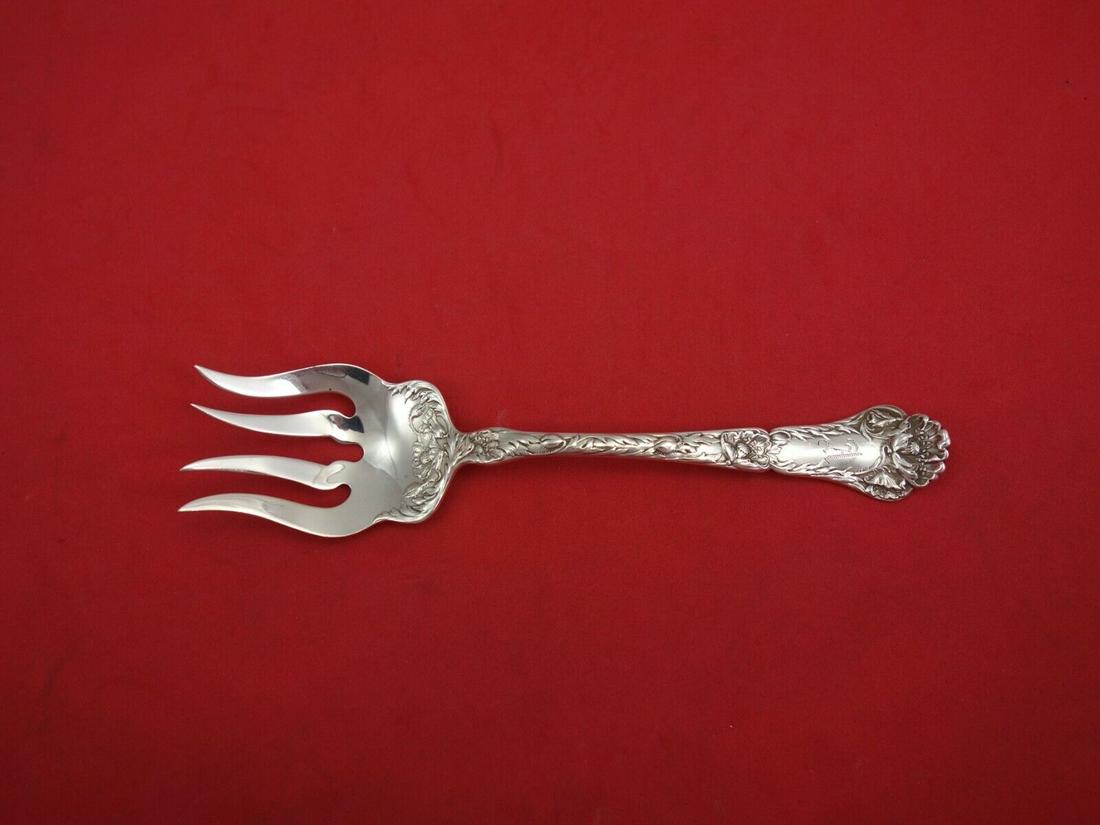 Poppy by Gorham Sterling Silver Beef Fork 6 3/4" Multi-Motif Antique Serving: Poppy by Gorham Sterling Silver Beef Fork 6 3/4" Multi-Motif Antique Serving Poppy by gorhamsterling silver beef fork, 6 3/4" in the multi-motif pattern poppy by gorham. It is monogrammed (monos vary)