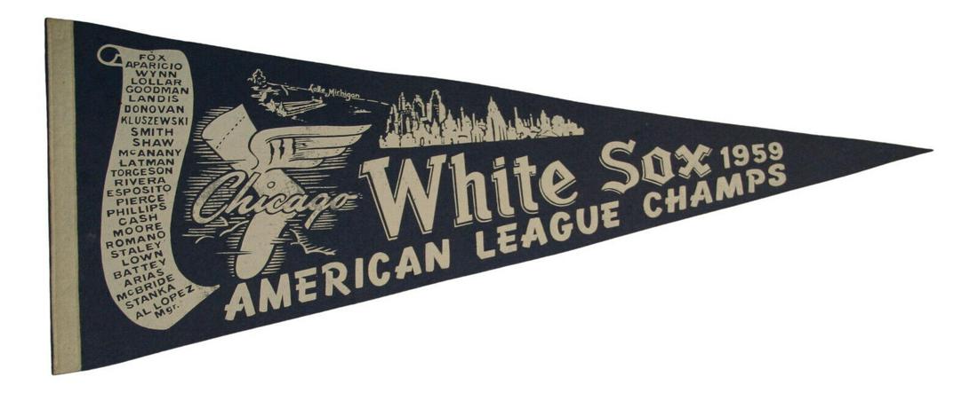 Vintage 1959 Chicago White Sox AL Champs Pennant 29x12" Very Rare NMT 91739: Vintage 1959 Chicago White Sox AL Champs Pennant 29x12" Very Rare NMT 91739 Original//Reproduction: Original Vintage: Yes Country/Region of Manufacture: United States Country//Region of Manufacture: U
