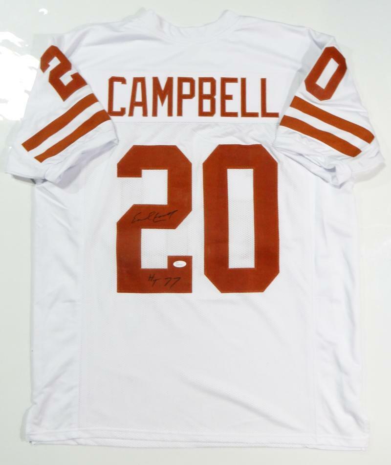 Earl Campbell Autographed White College Style Jersey W/ HT- JSA Witnessed *: Earl Campbell Autographed White College Style Jersey W/ HT- JSA Witnessed * Sport: Football Product: Jersey Original/Reprint: Original Pre-Owned PLEASE NOTE: Framed Large or heavy Items do not have sh