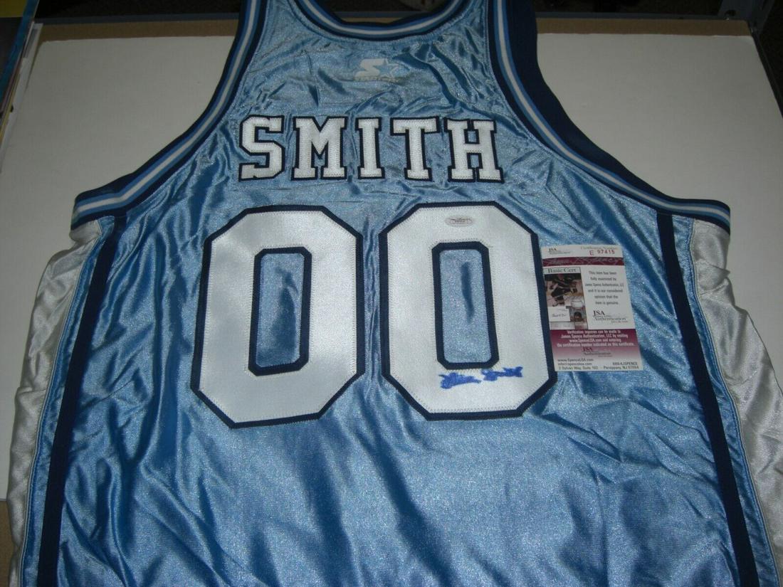 DEAN SMITH NORTH CAROLINA TARHEELS JSACOA SIGNED OFFICIAL STARTER JERSEY: DEAN SMITH NORTH CAROLINA TARHEELS JSACOA SIGNED OFFICIAL STARTER JERSEY Product: Jersey Sport: Basketball Original/Reprint: Original Pre-Owned PLEASE NOTE: Framed Large or heavy Items do not have shi