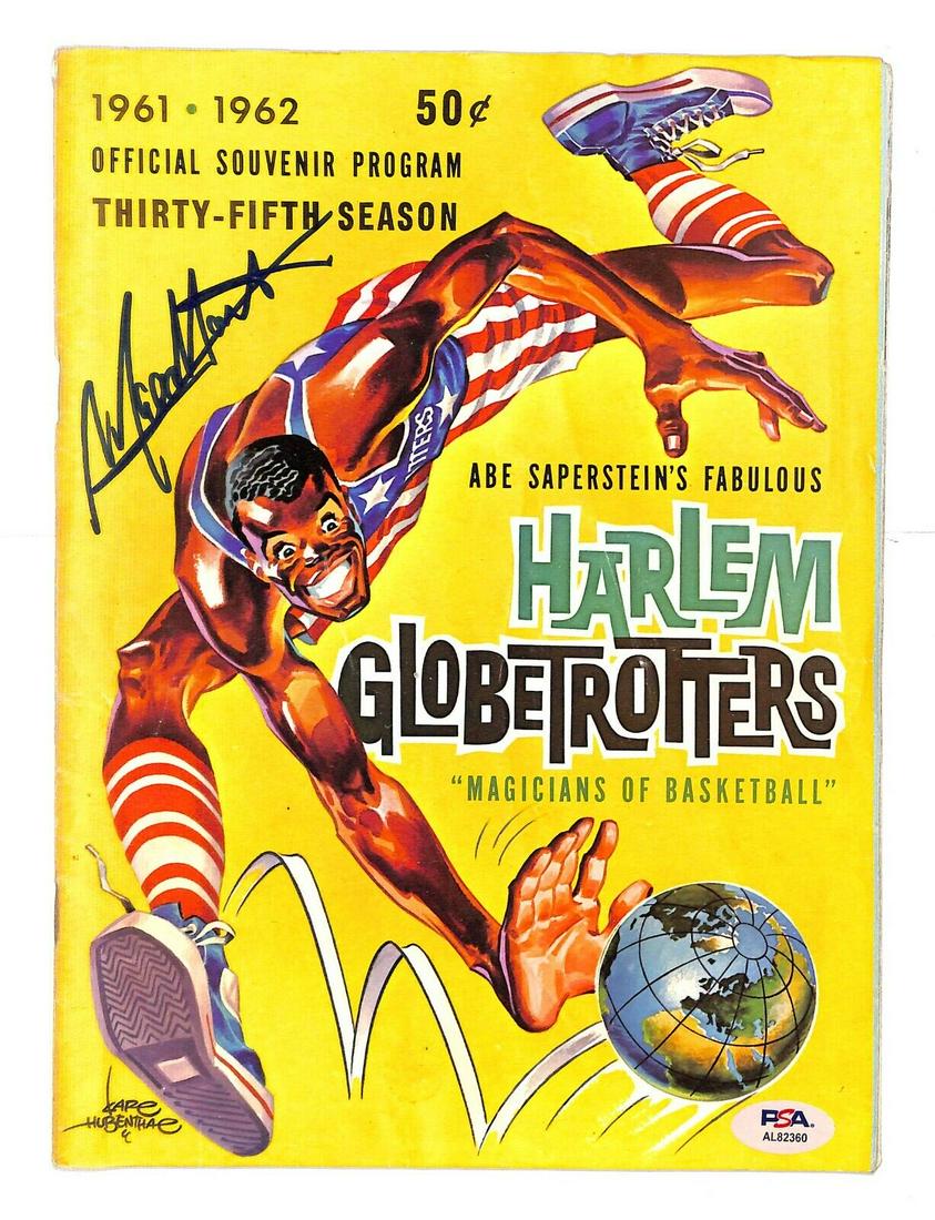 Meadowlark Lemon signed 1961-62 Harlem Globetrotters Program PSA/DNA: Meadowlark Lemon signed 1961-62 Harlem Globetrotters Program PSA/DNA Sport: Basketball-NBA Player: Meadowllark Lemon Signed: Yes Original/Reprint: Original Autograph Authentication: Professional Sport
