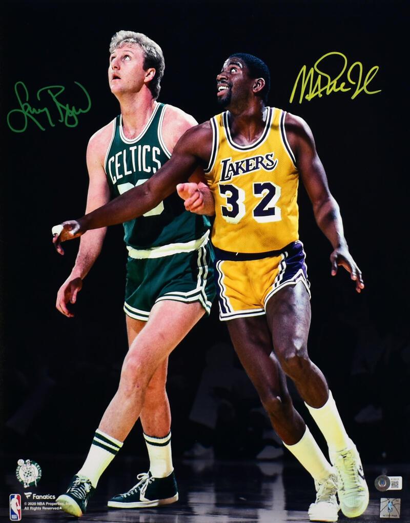 Larry Bird Magic Johnson Autographed 16x20 Spotlight Photo-Beckett W Hologram: Larry Bird Magic Johnson Autographed 16x20 Spotlight Photo-Beckett W Hologram Sport: Basketball-NBA Product: Photo Original/Reprint: Original Player: Larry Bird & Magic Johnson Autograph Authentic