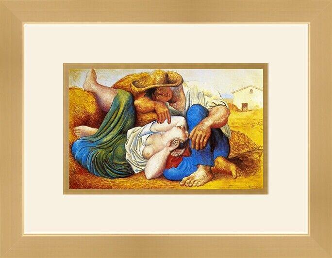 Pablo Picasso - Sleeping Peasants Custom Gallery Framed Print: Pablo Picasso - Sleeping Peasants Custom Gallery Framed Print Features: Framed Matted Region Of Origin: united states Item Width: 14 in Title: Sleeping Peaants Production Technique: Lithography Item L