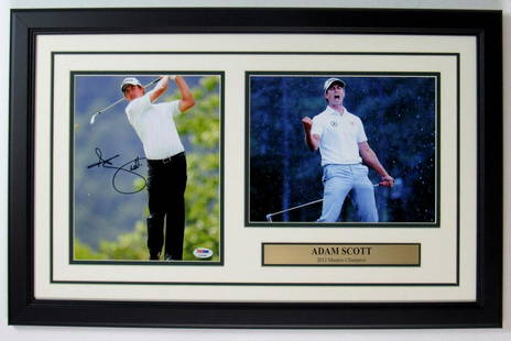Adam Scott 2013 Masters Champ Signed 8x10 Photo Collage Framed PSA/DNA 149893: Adam Scott 2013 Masters Champ Signed 8x10 Photo Collage Framed PSA/DNA 149893 Sport: Golf-PGA Product: Photo Original/Reprint: Original Autograph Authentication: PSA/DNA League: PGA Pre-Owned PLEASE N
