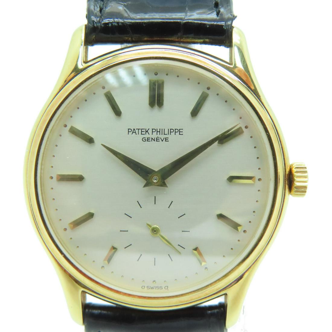 PATEK PHILIPPE Calatrava Hand volume Watch 18K Yellow Gold Croco Belt White: PATEK PHILIPPE Calatrava Hand volume Watch 18K Yellow Gold Croco Belt White Style: Wrist Watch Material: K18 (Yellow Gold) Color: White Band Material: K18 (Yellow Gold) Size Type: Regular Case Size: 1