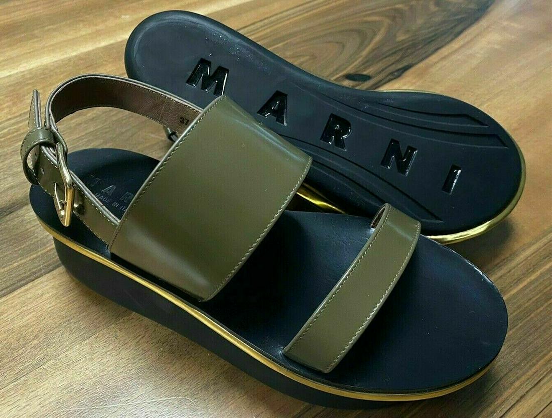 Marni Calf Leather Wedge Platform Sandals Platform Shoes New-: Marni Calf Leather Wedge Platform Sandals Platform Shoes New- Accents: HOT SEXY COOL DE LUXE FASHION DANSE PLAGE MYKONOS Style: A SEMELLE COMPENSEE PLATE-FORME SANDALES Hauteur Du Talon: Talon haut (5