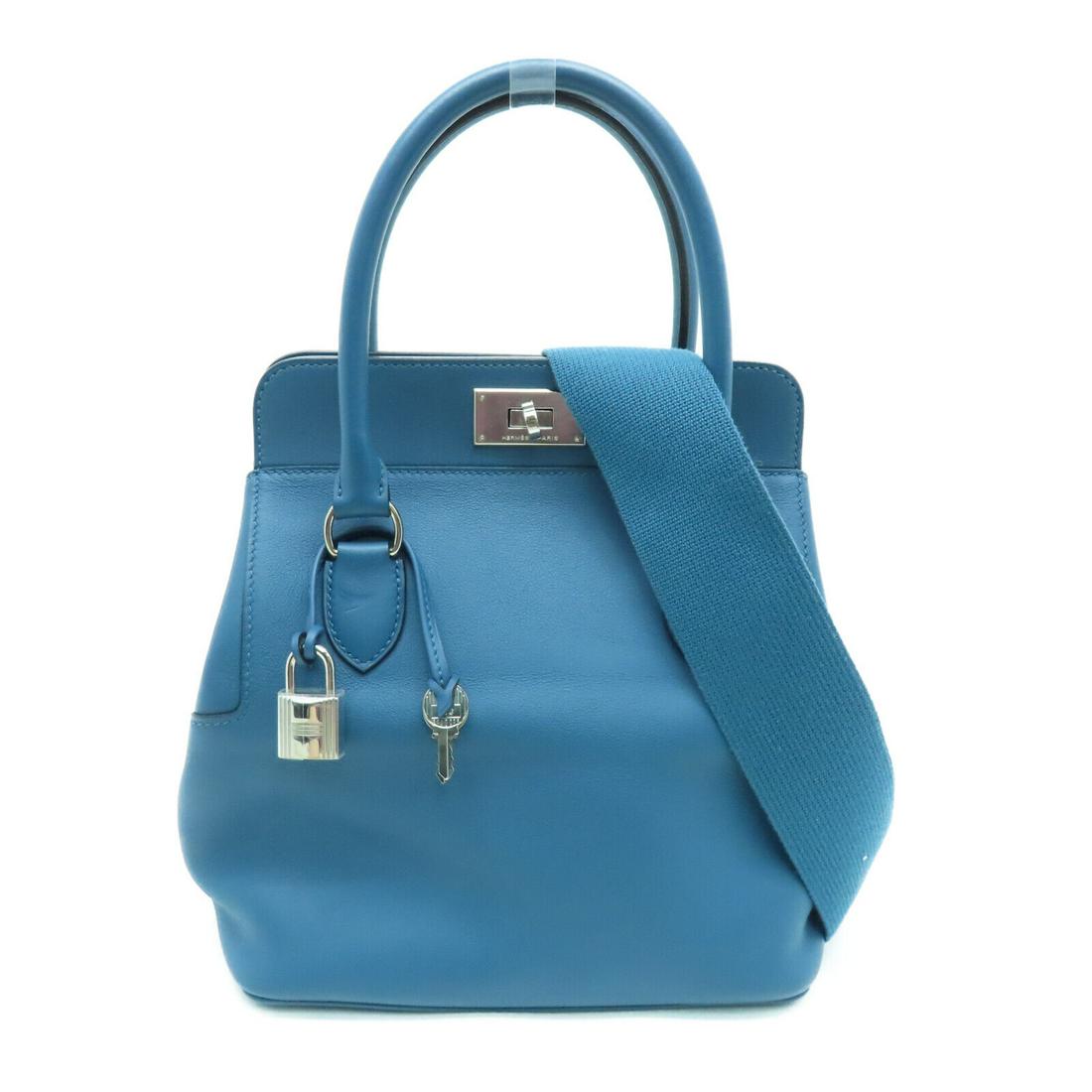 Hermes Phw Tool Box 20 2way Shoulder Bag Swift Leather Blue Izmir
