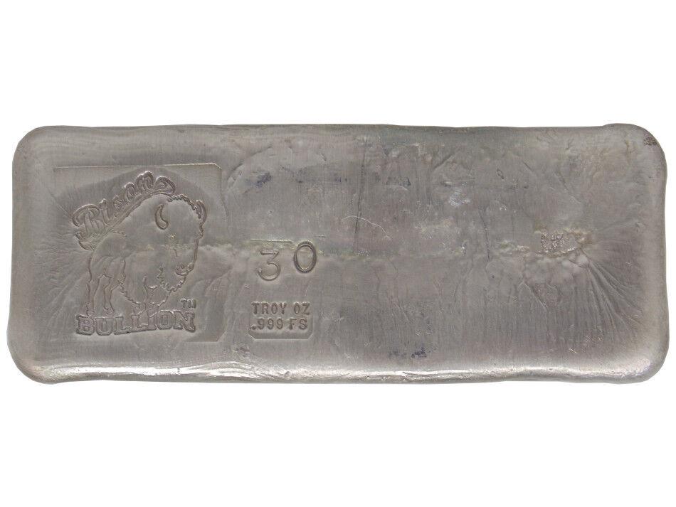 30 TROY OUNCE .999 FINE SILVER HAND POURED BISON BULLION STANDARD BAR NEBRASKA: 30 TROY OUNCE .999 FINE SILVER HAND POURED BISON BULLION STANDARD BAR NEBRASKA Pre-Owned The MYNT Guarantee: All items in this auction are guaranteed to be 100% authentic. At Your Service: At MYNT, ou