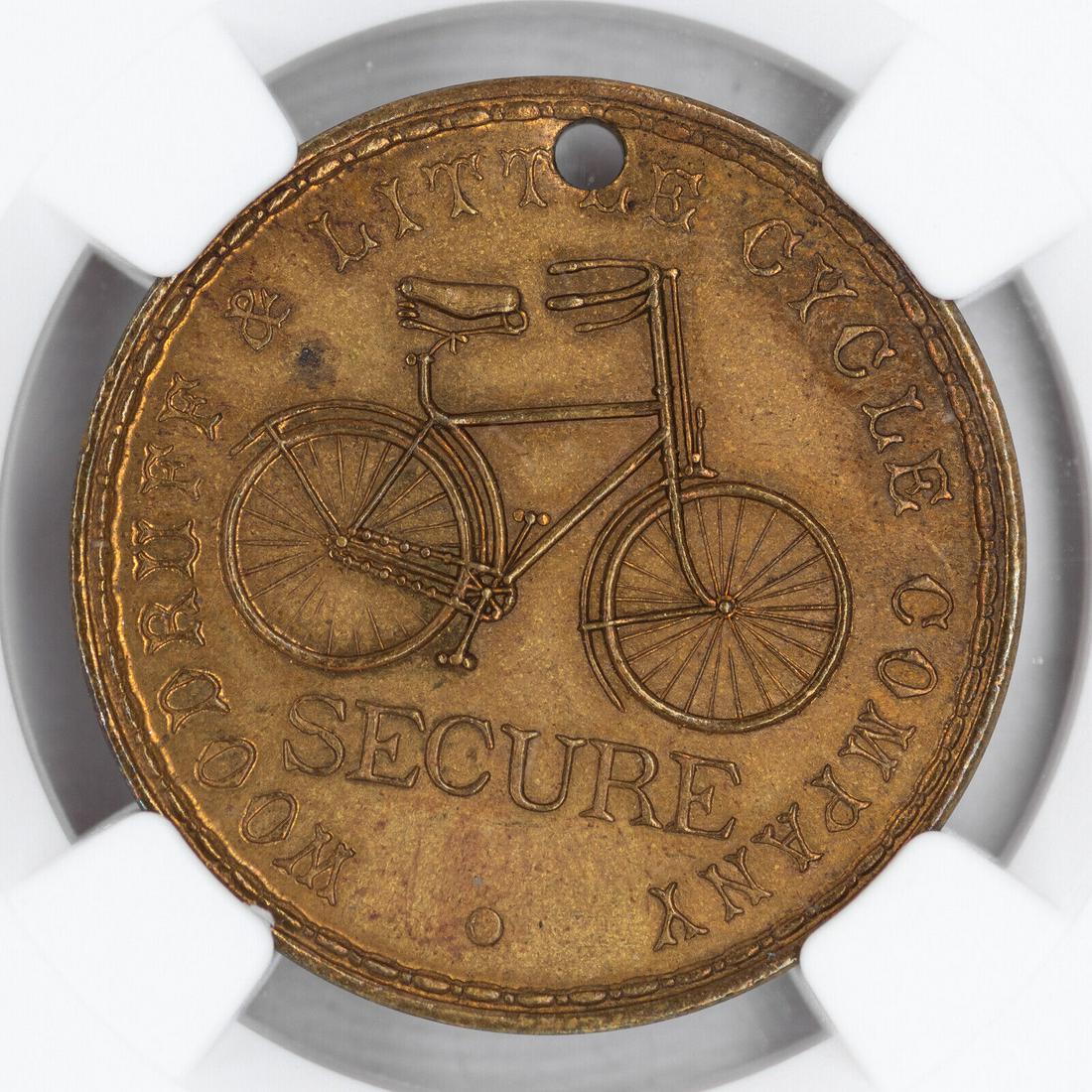 1892 WOODRUFF & LITTLE CYCLE TOKEN PHILADELPHIA NGC MS 64 MINT STATE UNC (006): 1892 WOODRUFF & LITTLE CYCLE TOKEN PHILADELPHIA NGC MS 64 MINT STATE UNC (006) Certification Number: 4334126-006 Certification: NGC Grade: MS 64 Year: 1892 Circulated/Uncirculated: Uncirculated Pre-Ow