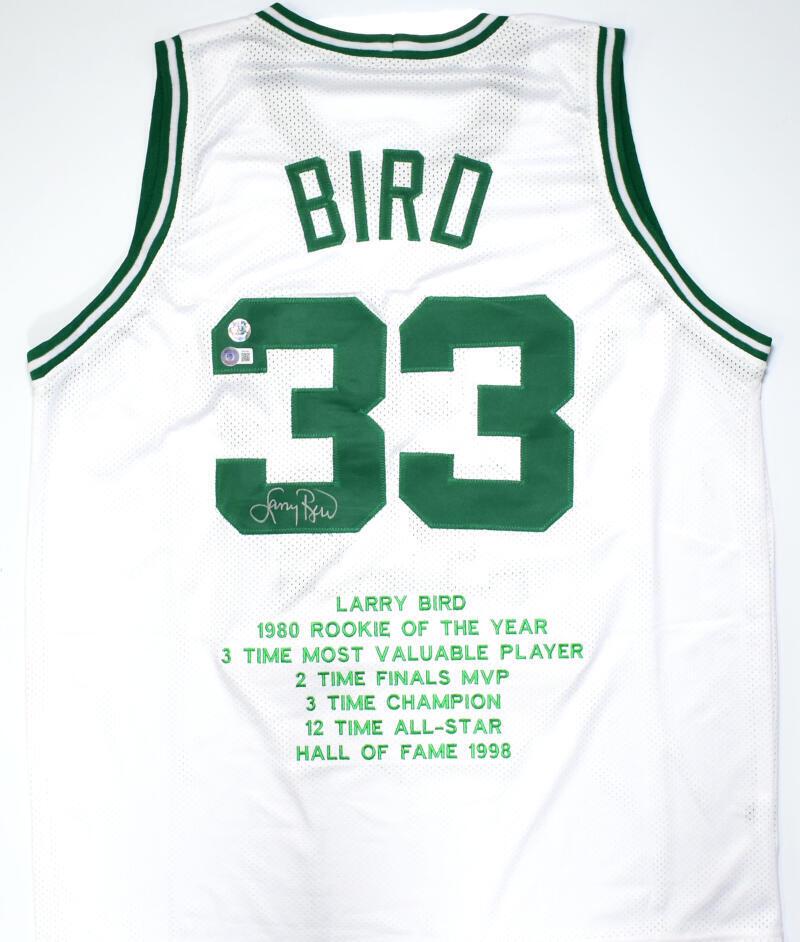 Larry Bird Autographed White Pro Style STAT Jersey-Beckett W Hologram *Silver: Larry Bird Autographed White Pro Style STAT Jersey-Beckett W Hologram *Silver Sport: Basketball-NBA Product: Jersey Original/Reprint: Original Player: Larry Bird Autograph Authentication: Beckett Auth