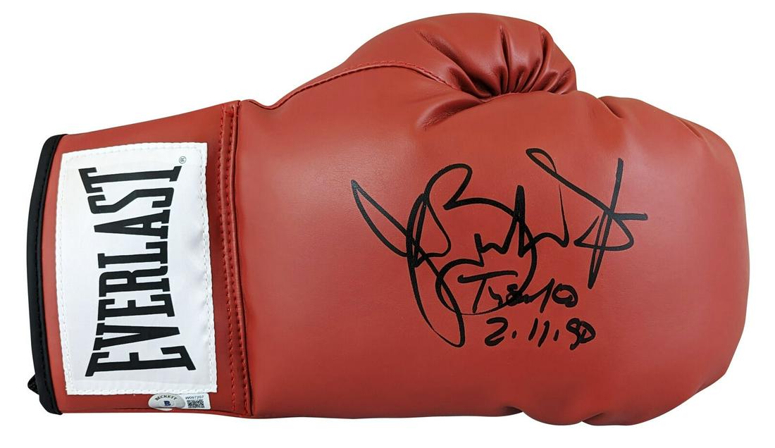 Buster Douglas "Tyson KO 2-11-90" Signed Red Everlast Boxing Glove BAS Witness: Buster Douglas "Tyson KO 2-11-90" Signed Red Everlast Boxing Glove BAS Witness Sport: Boxing Product: Glove Original/Reprint: Original Player: Buster Douglas Autograph Authentication: Beckett Product