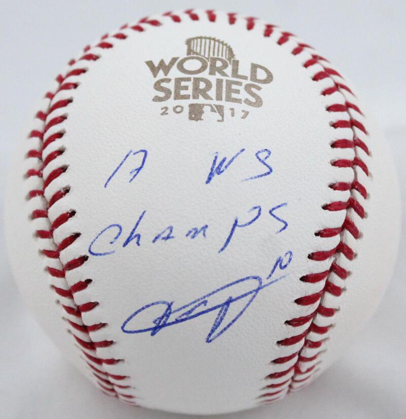 Yuli Gurriel Autographed Rawlings WS OML Baseball w/17 WS Champs-JSA W *Blue: Yuli Gurriel Autographed Rawlings WS OML Baseball w/17 WS Champs-JSA W *Blue Sport: Baseball Product: Ball Original/Reprint: Original Player: Yuli Gurriel Autograph Authentication: James Spence (JSA) 