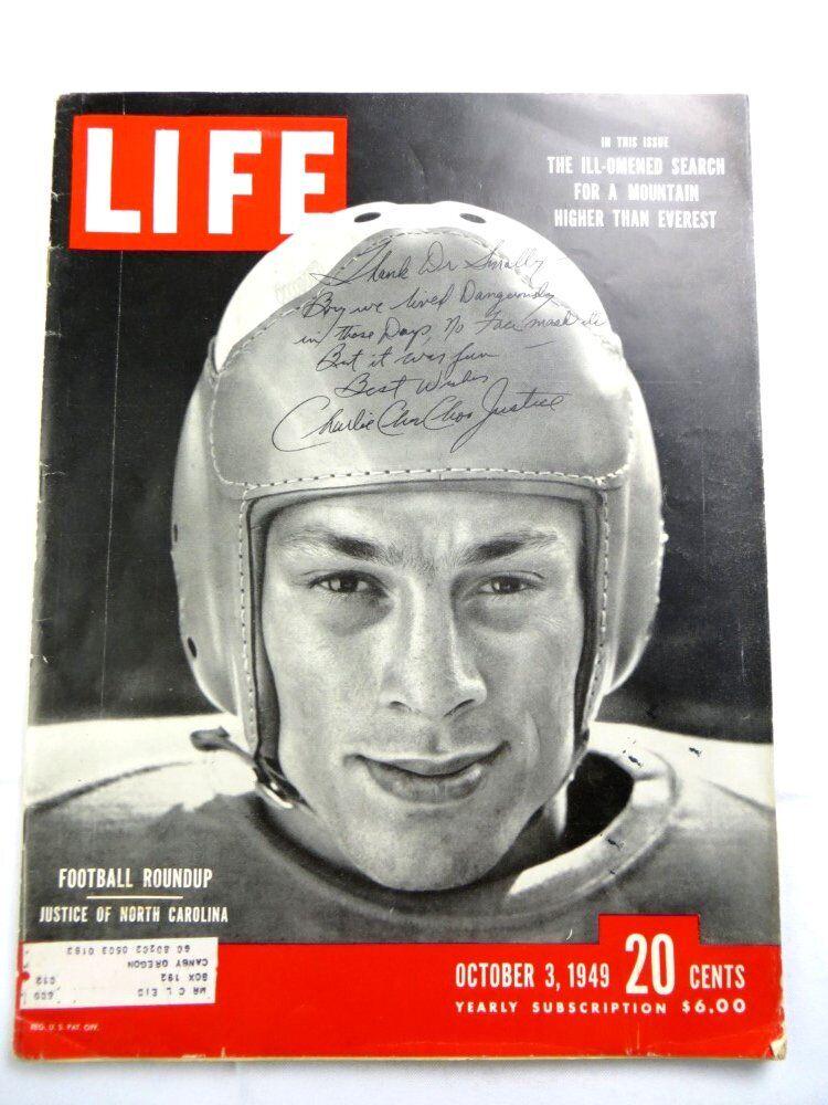 Charlie Choo Choo Justice Signed Autographed Magazine LIFE 1949 JSA: Charlie Choo Choo Justice Signed Autographed Magazine LIFE 1949 JSA Sport: Football Product: Magazine Original/Reprint: Original Team: North Carolina Tar Heels Player: Charlie Choo Choo Justice Autogr