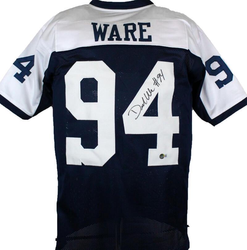 DeMarcus Ware Autographed Blue/White Pro Style Jersey-Beckett W Hologram *Black: DeMarcus Ware Autographed Blue/White Pro Style Jersey-Beckett W Hologram *Black Sport: Football Product: Jersey Original/Reprint: Original Player: DeMarcus Ware Team: Dallas Cowboys Autograph Authenti