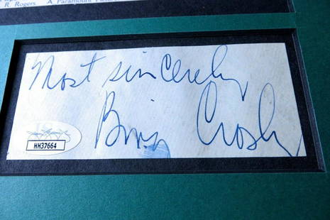 Bing Crosby Louise Campbell Autographed Matted Cut Autos Star Maker JSA: Bing Crosby Louise Campbell Autographed Matted Cut Autos Star Maker JSA Industry: Movies Original/Reproduction: Original Signed By: Bing Crosby Louise Campbell Autograph Authentication: James Spence (