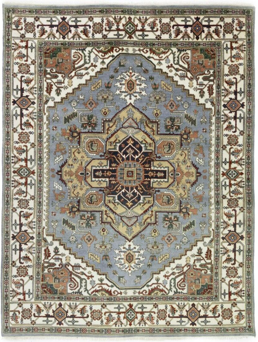 Farmhouse Oriental Rug Geometric 8X10 Heriz Serapi Vintage Style Wool Carpet: Farmhouse Oriental Rug Geometric 8X10 Heriz Serapi Vintage Style Wool Carpet Free continental US Shipping Type: Area Rug Size: 10"2 X 7"10 Ft Color: Light Gray Production Technique: Knotted Material: