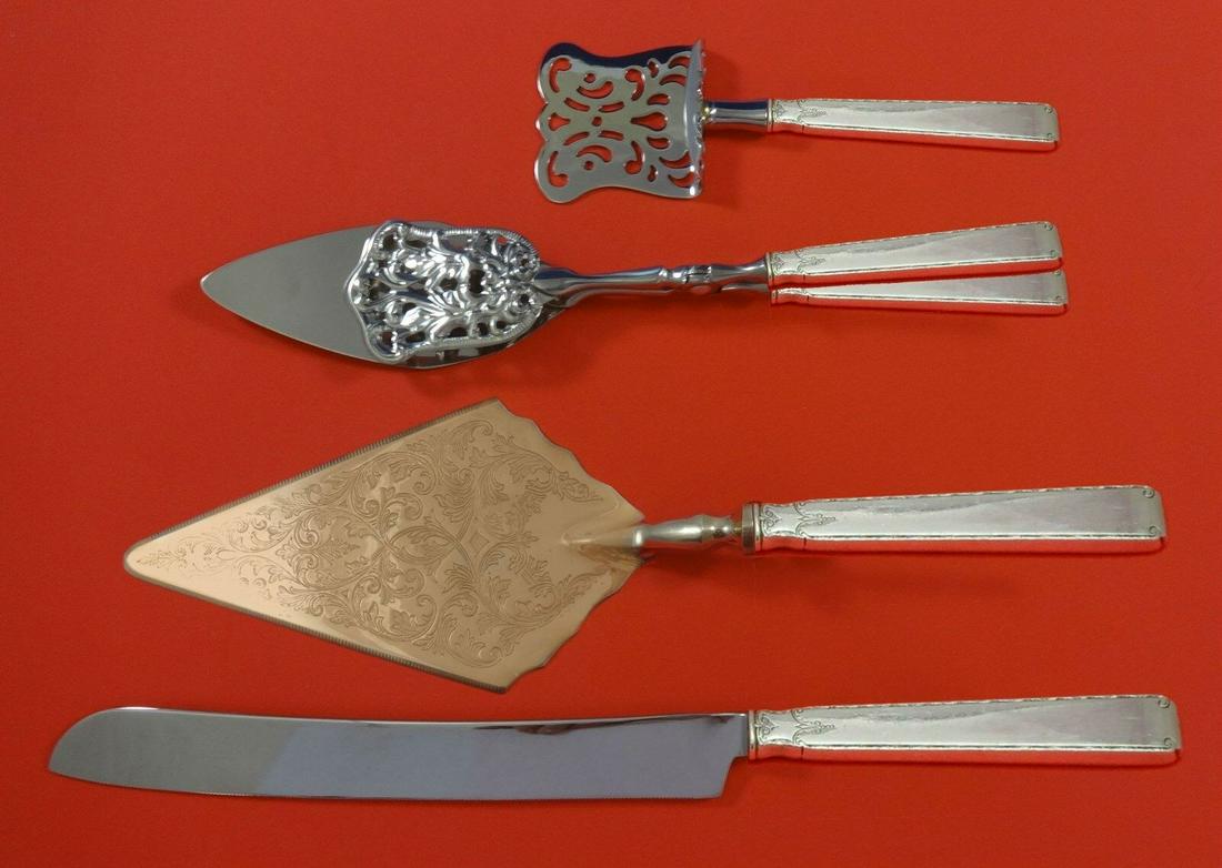 Old Lace by Towle Sterling Silver Dessert Serving Set 4pc Custom Made: Old Lace by Towle Sterling Silver Dessert Serving Set 4pc Custom Made Old lace by towlesterling silver custom made hollow handle with stainless implement dessert serving set 4-piece which includes: 1
