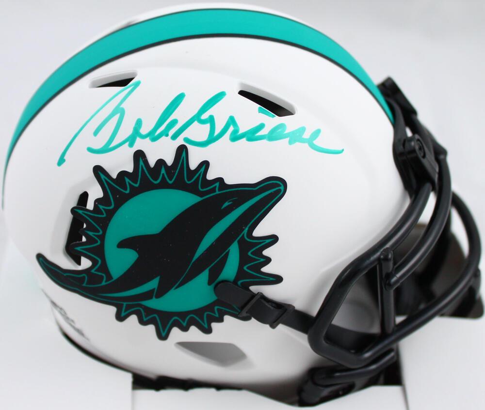 Bob Griese Autographed Miami Dolphins Lunar Speed Mini Helmet- JSA W *Teal: Bob Griese Autographed Miami Dolphins Lunar Speed Mini Helmet- JSA W *Teal Sport: Football Product: Helmet Original/Reprint: Original Player: Bob Griese Team: Miami Dolphins Autograph Authentication: 