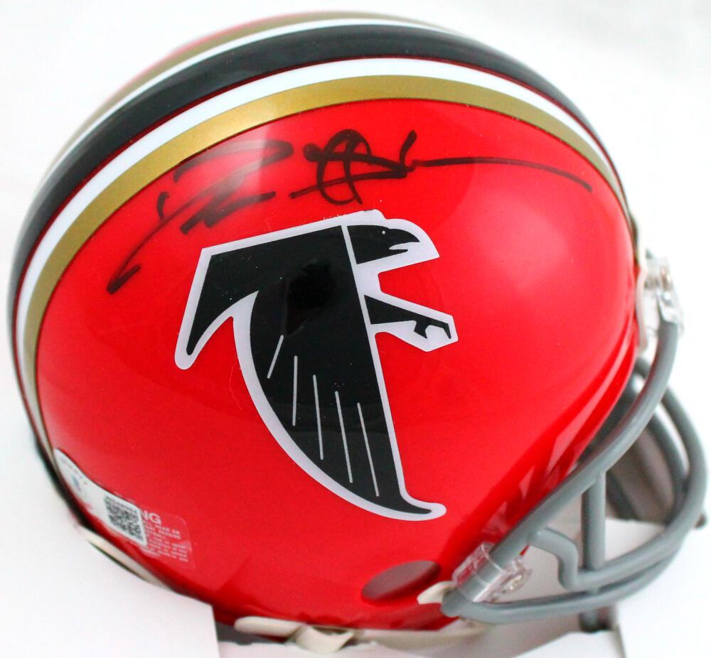 Deion Sanders Autographed Atlanta Falcons 66-69 TB Mini Helmet-Beckett W Holo: Deion Sanders Autographed Atlanta Falcons 66-69 TB Mini Helmet-Beckett W Holo Sport: Football Product: Helmet Original/Reprint: Original Player: Deion Sanders Team: Atlanta Falcons Autograph Authentic