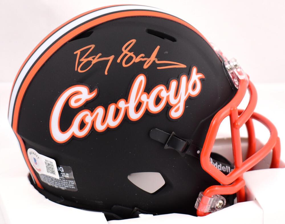 Barry Sanders Signed Oklahoma State Black Alt. Speed Mini Helmet- Beckett W Holo: Barry Sanders Signed Oklahoma State Black Alt. Speed Mini Helmet- Beckett W Holo Sport: Football Product: Helmet Original/Reprint: Original Team: Oklahoma State Cowboys Player: Barry Sanders Autograph
