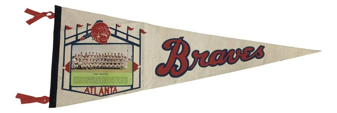 Vintage 1967 Braves Baseball 30" Photo Picture Pennant Hank Aaron: Vintage 1967 Braves Baseball 30" Photo Picture Pennant Hank Aaron Original//Reproduction: Original Sport: Baseball Year: 1967 Original/Reproduction: Original Team: Atlanta Braves Country/Region of Man