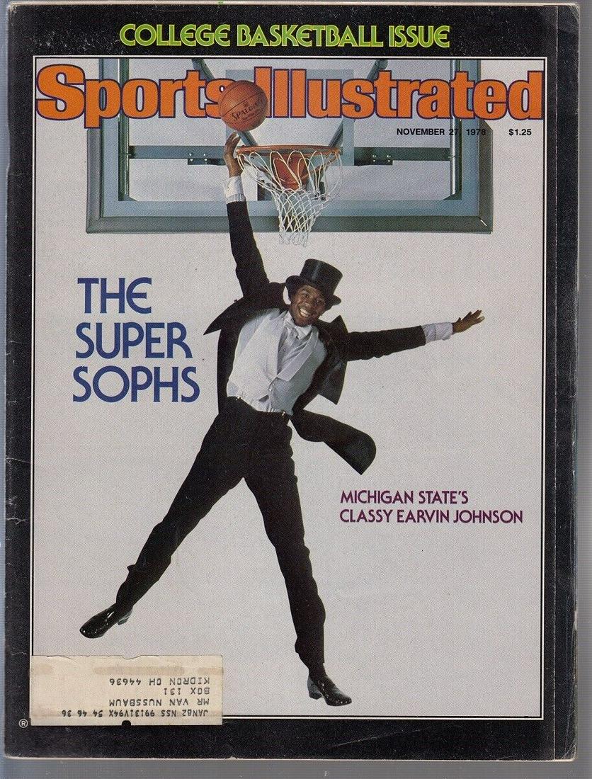 Magic Johnson 1978 Sports Illustrated 11/27 1st SI Cover Michigan State 84355: Magic Johnson 1978 Sports Illustrated 11/27 1st SI Cover Michigan State 84355 Player: Magic Johnson Year: 1978 Sport: Basketball Original/Reproduction: Original Country/Region of Manufacture: United S