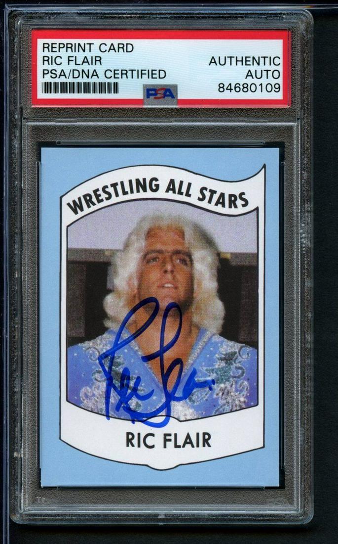 1982 Wrestling All Stars RC Ric Flair #27 Card Signed Reprint PSA/DNA: 1982 Wrestling All Stars RC Ric Flair #27 Card Signed Reprint PSA/DNA Sport: Wrestling Product: Photo Original/Reprint: Original League: Wrestling Autograph Authentication: PSA/DNA Pre-Owned PLEASE NO