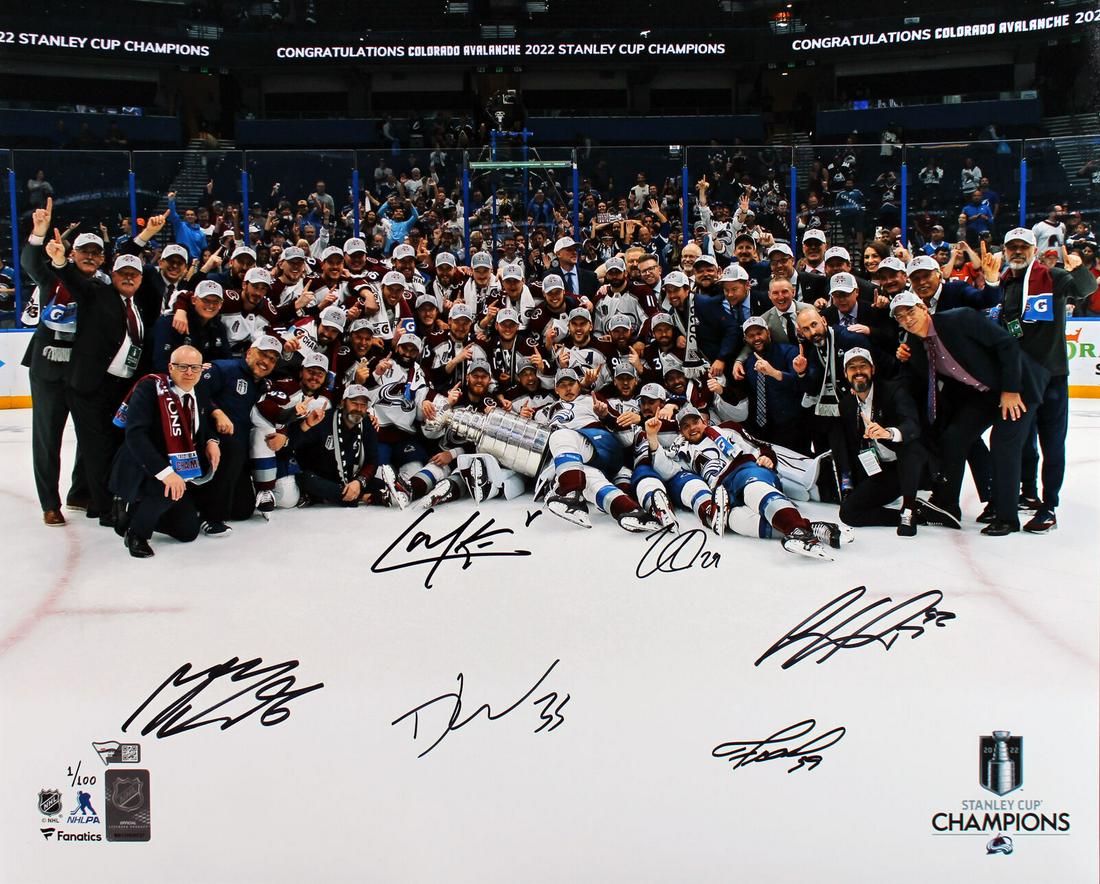 Avalanche (6) MacKinnon Landeskog +4 Signed 16x20 Photo LE #1/100 Fanatics: Avalanche (6) MacKinnon Landeskog +4 Signed 16x20 Photo LE #1/100 Fanatics Sport: Hockey-NHL Product: Photo Original/Reprint: Original Player: Nathan MacKinnon Cale Makar Mikko Rantanen Gabriel Landes