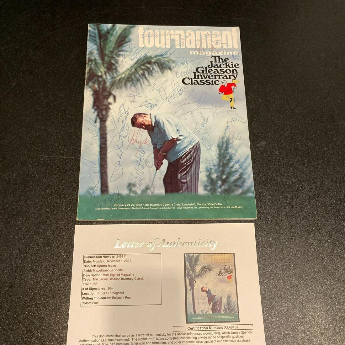 Jackie Gleason Golf Classic Signed Program Joe Dimaggio Johnny Unitas JSA COA: Jackie Gleason Golf Classic Signed Program Joe Dimaggio Johnny Unitas JSA COA Product: Photo Sport: Baseball-MLB Autograph Authentication: James Spence Authentication (JSA) Original/Reprint: Original