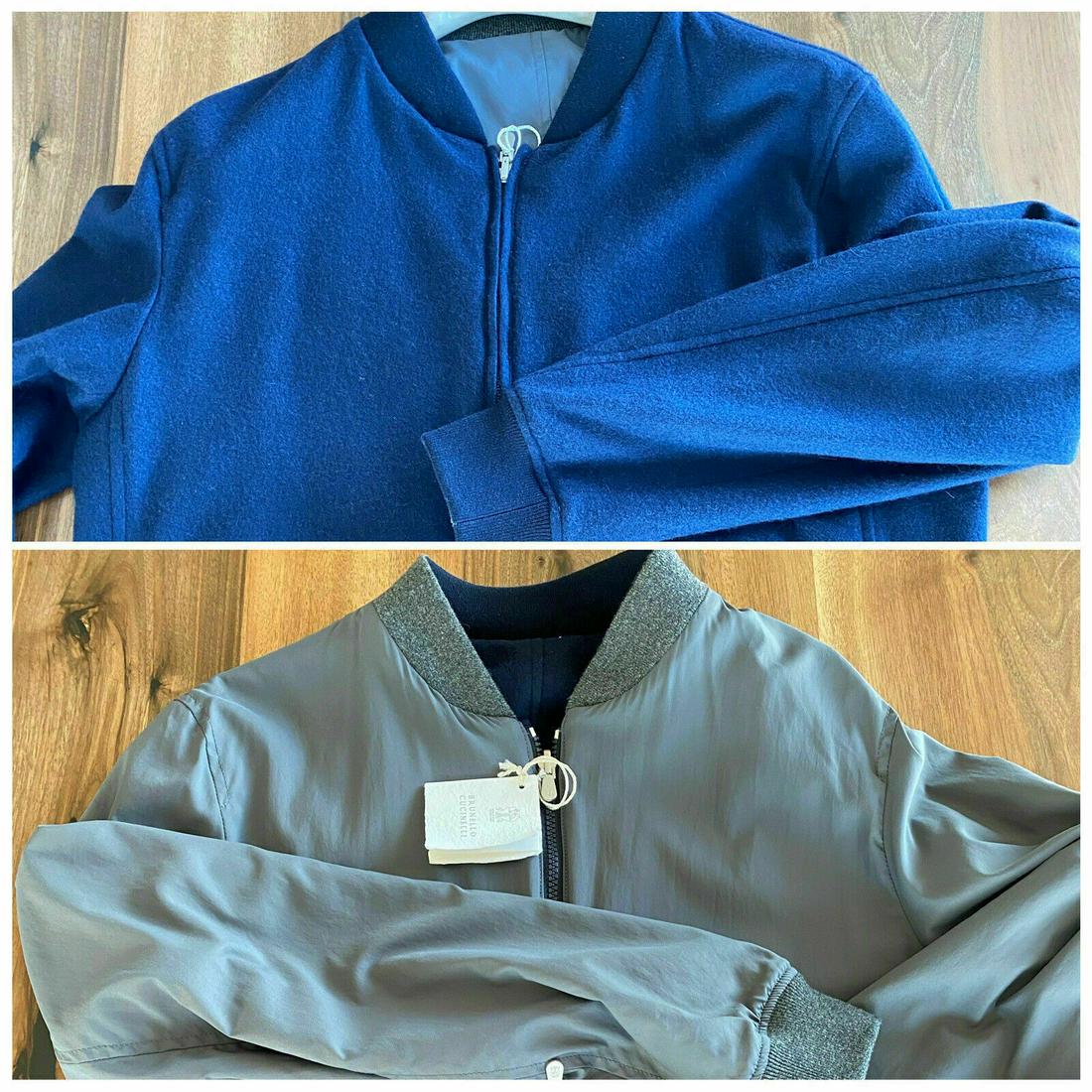 Brunello Cucinelli Reversible Blouse Jacket Bomber Pilots Wool Jacket 50L-: Brunello Cucinelli Reversible Blouse Jacket Bomber Pilots Wool Jacket 50L- Marque: Brunello Cucinelli Style: Veste Bomber Materiau Isolant: LAINE VIRGIN LAINE VIERGE NYLON Matiere Exterieure: Laine Fe