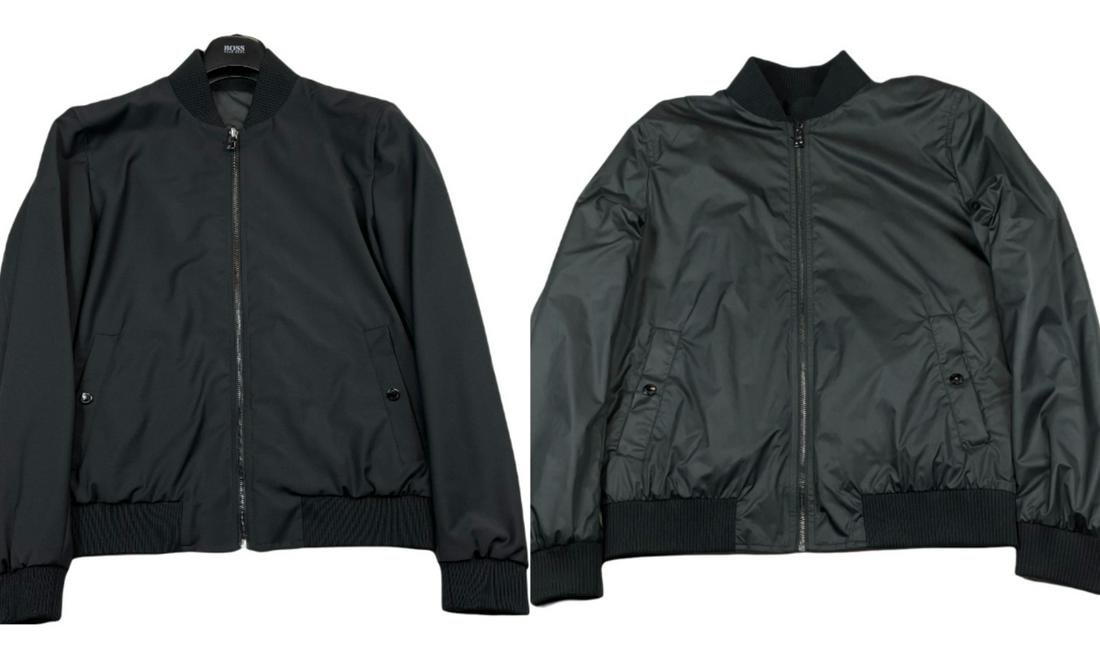 HUGO BOSS 2in1 Wool Turn Blouson Bomber Jacket Reversible Jacket 46: HUGO BOSS 2in1 Wool Turn Blouson Bomber Jacket Reversible Jacket 46 Accents: Logo Style: Bomber Jacket Vintage: No Size Type: Normal Size Features: Zip front - Knitted cuffs and Hem two Press stud poc