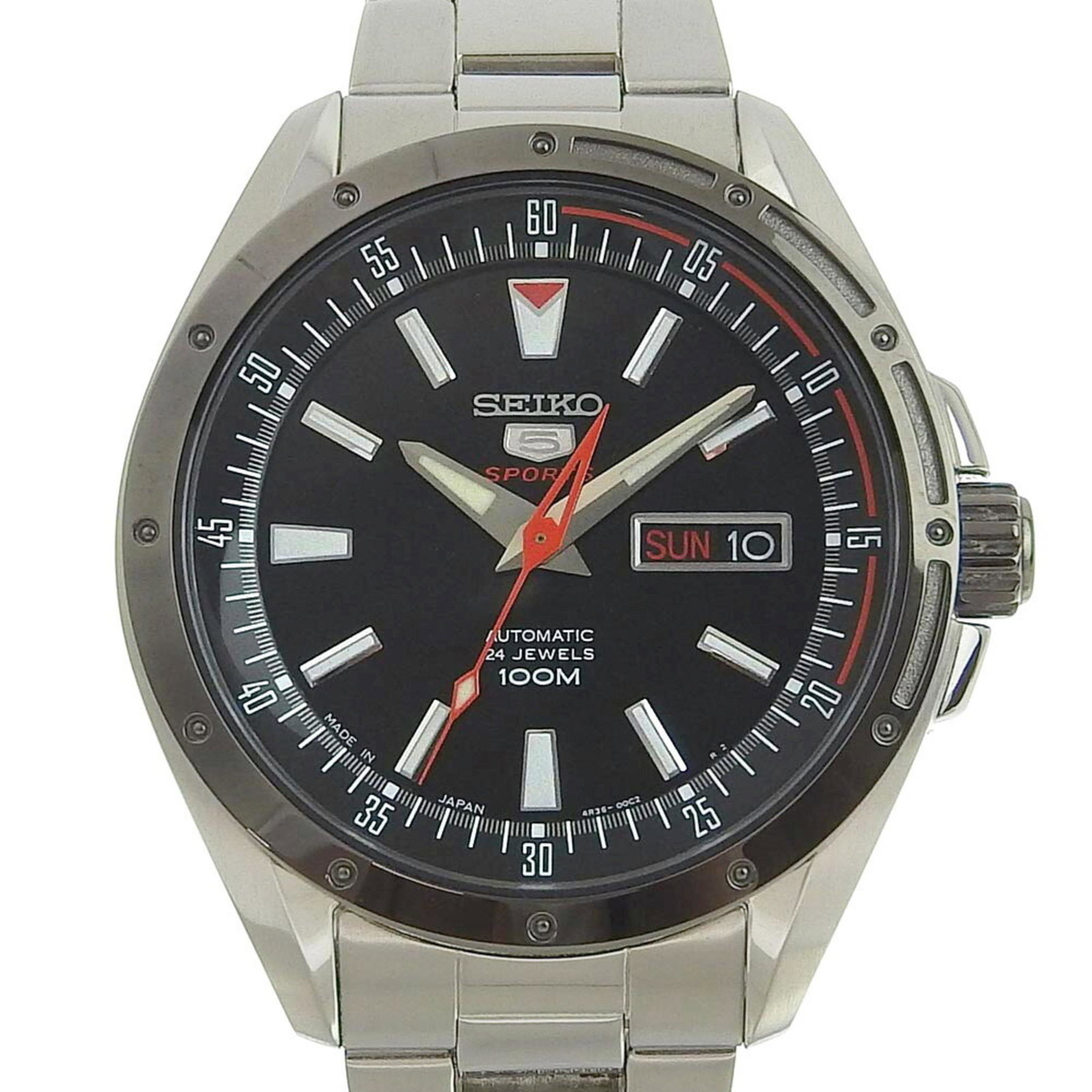 Seiko SEIKO Mechanical 5 Men's Automatic Watch Back Skelton Day Date Overseas Model 4R36 00E0: Seiko SEIKO Mechanical 5 Men's Automatic Watch Back Skelton Day Date Overseas Model 4R36 00E0 SRP155J1 Brand: Seiko Type: Wristwatch Gender: Men Material (Case): Stainless steel Material (Band): Stain