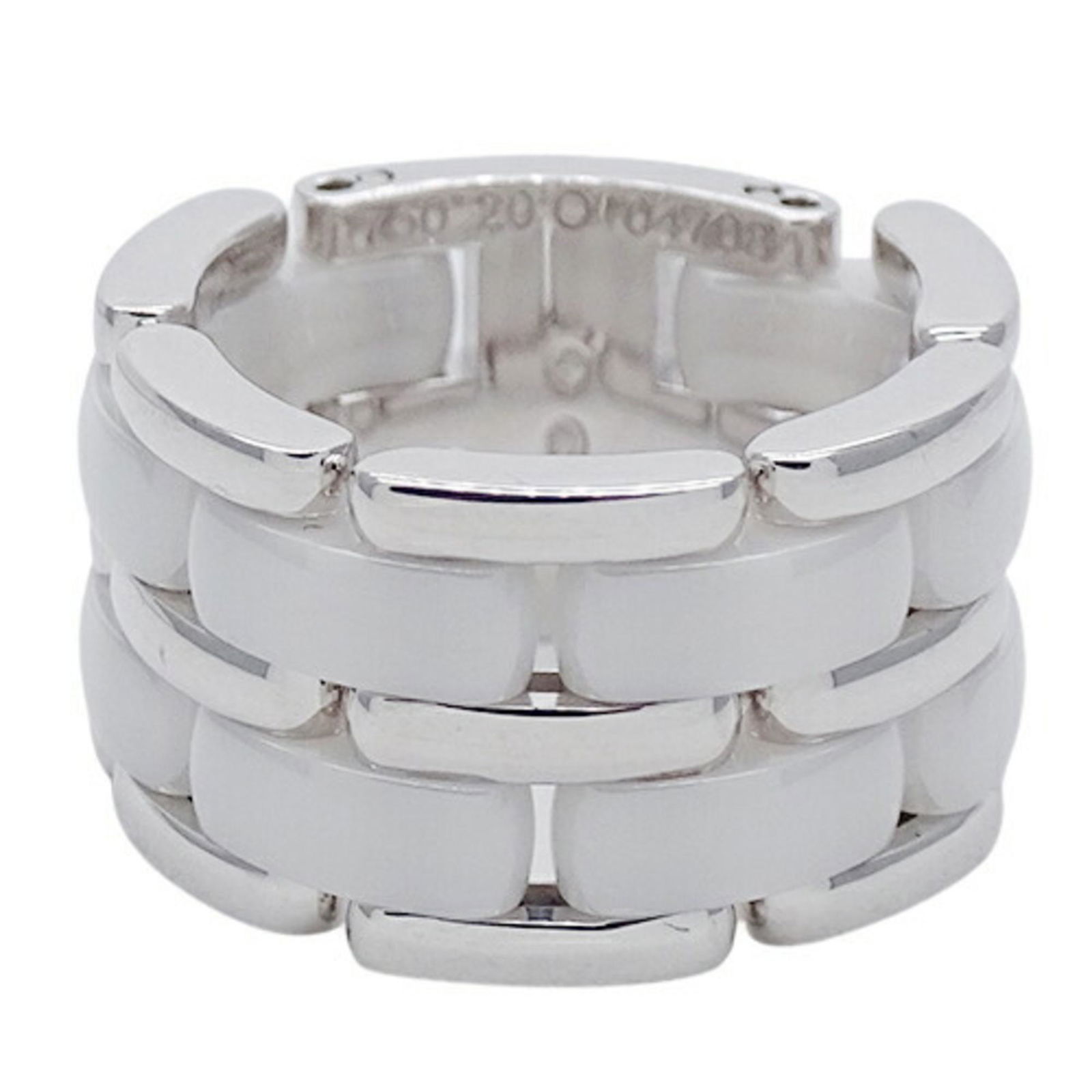 Chanel CHANEL ring Lady's 750WG ceramic ultra collection large #53 about 13 white: Chanel CHANEL ring Lady's 750WG ceramic ultra collection large #53 about 13 white Brand: Chanel Type: Band ring Gender: Women Color: White Material: White gold Stone: No Stone US Size: 6.5-7 Other Siz