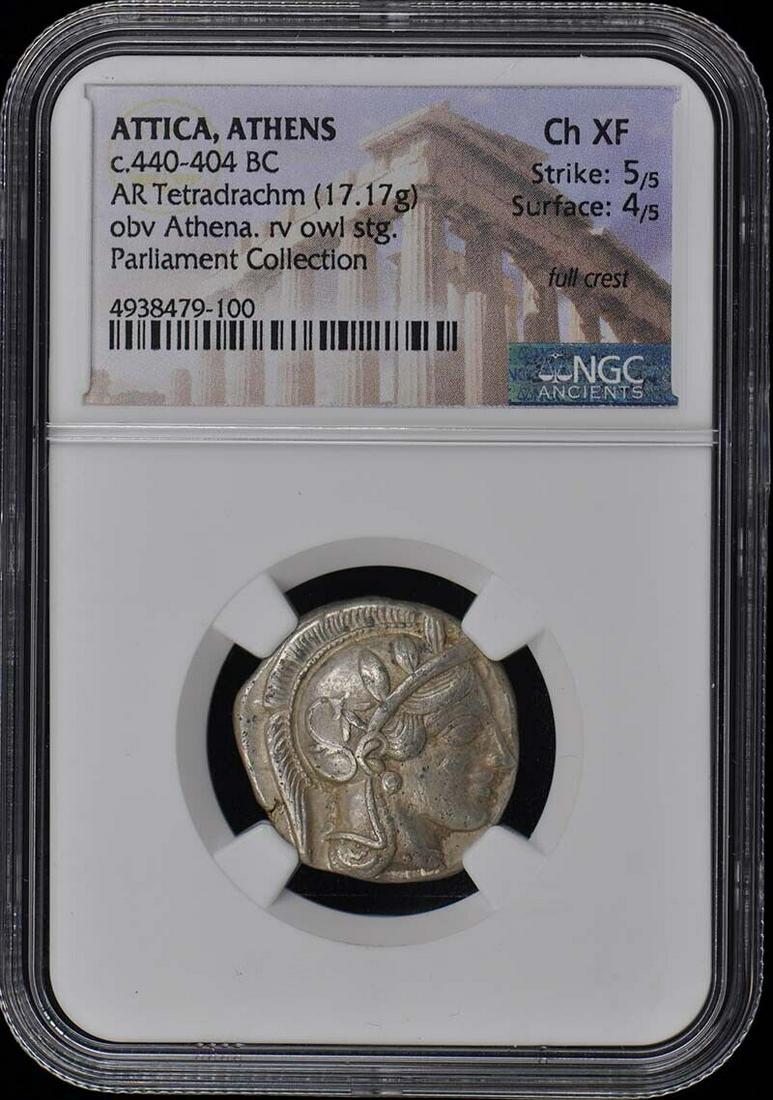 c.440-404 BC ATTICA ATHENS AR Tetradrachm NGC XF45: c.440-404 BC ATTICA ATHENS AR Tetradrachm NGC XF45 Certification: NGC Certification Number: 4938479100 Grade: XF45 Date: NONE Pre-Owned The MYNT Guarantee: All items in this auction are guaranteed to 