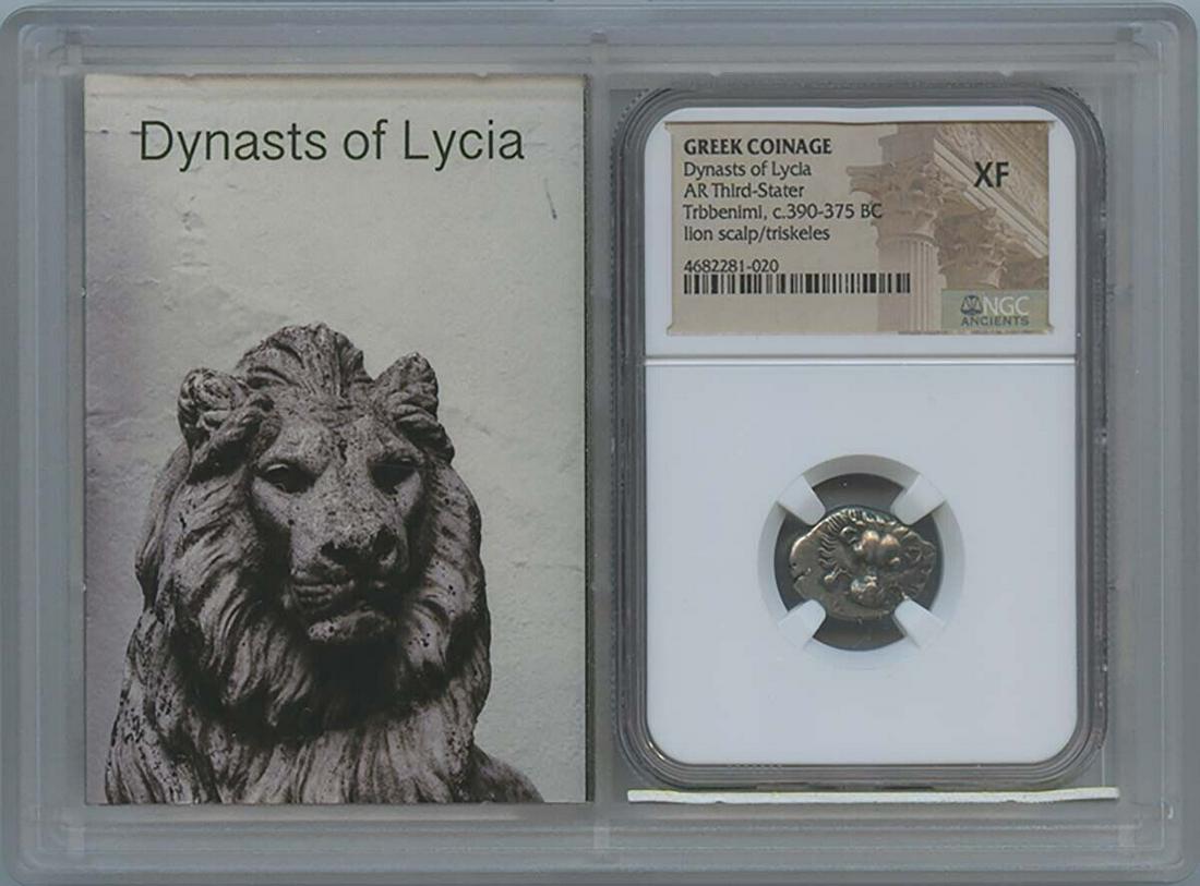 Dynasts Lycia c390-375 BC Trbbenimi Third Stater Greek NGC XF40 Story Vault: Dynasts Lycia c390-375 BC Trbbenimi Third Stater Greek NGC XF40 Story Vault Certification: NGC Certification Number: 4682281020 Denomination: Ancient Greek Grade: VF25 Date: NONE Pre-Owned The MYNT Gu