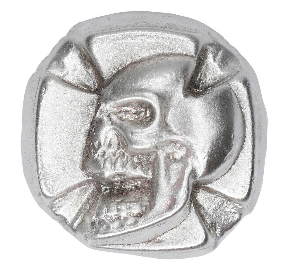 3 TROY OUNCE .999 FINE SILVER HAND POURED BISON BULLION PREMIUM ART BAR SKULL: 3 TROY OUNCE .999 FINE SILVER HAND POURED BISON BULLION PREMIUM ART BAR SKULL Modified Item: No Fineness: 0.999 Shape: ART POUR Total Precious Metal Content: 3 toz Pre-Owned The MYNT Guarantee: All it