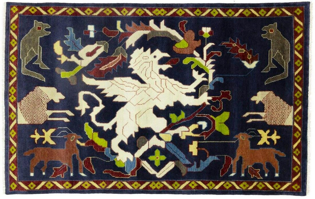 One of a Kind Pictorial Animal Design 6X9 Oriental Rug Hand-Knotted Decor Carpet: One of a Kind Pictorial Animal Design 6X9 Oriental Rug Hand-Knotted Decor Carpet Free continental US Shipping Type: Area Rug Size: 5"8 x 9"0 Color: Plum Production Technique: Knotted Material: Wool It