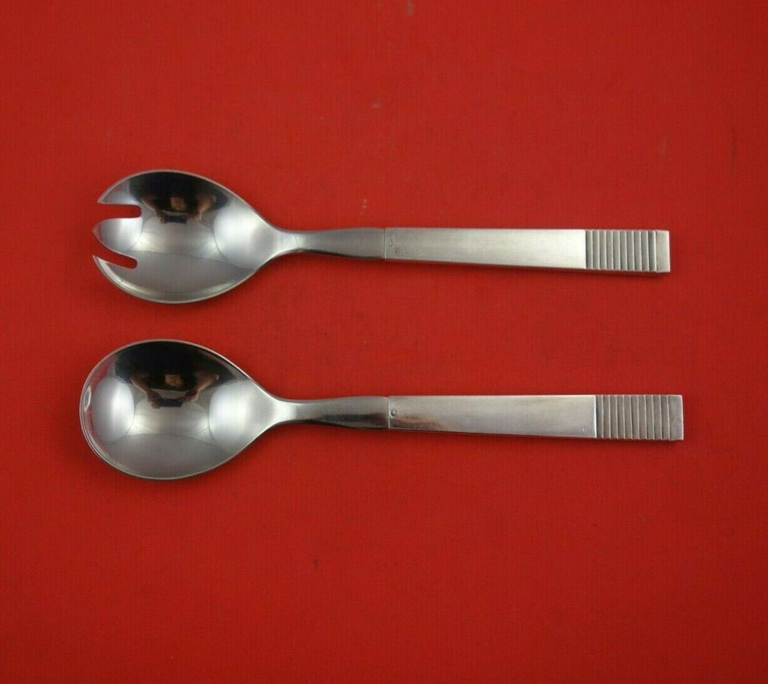 Parallel by Georg Jensen Sterling Silver Salad Serving Set 2pc HH WS Orig 8 3/4": Parallel by Georg Jensen Sterling Silver Salad Serving Set 2pc HH WS Orig 8 3/4" Parallel by georg jensensterling silver hollow handle with stainless implements salad serving set 2-piece 8 3/4" in the