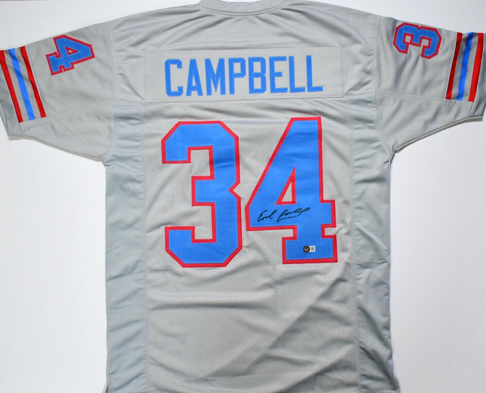 Earl Campbell Autographed Grey Pro Style Jersey- Beckett W Hologram *Black: Earl Campbell Autographed Grey Pro Style Jersey- Beckett W Hologram *Black Sport: Football-NFL Product: Jersey Original/Reprint: Original Player: Earl Campbell Team: Houston Oilers Autograph Authentic