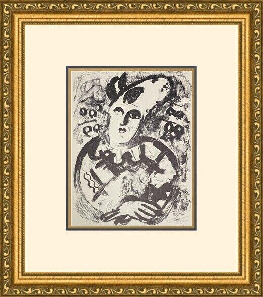 Marc Chagall "Le Clown" Custom Framed Print: Marc Chagall "Le Clown" Custom Framed Print Features: Framed Matted Region Of Origin: united states Item Width: 14 in Title: Le Clown Production Technique: Lithography Item Length: 14 in Item Height: