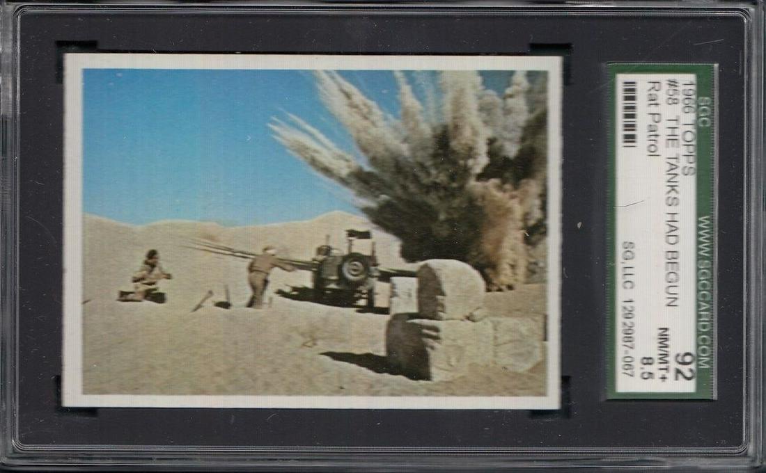 1966 Topps Rat Patrol #58 The Tanks Had Begun SGC92 8.5: 1966 Topps Rat Patrol #58 The Tanks Had Begun SGC92 8.5 Sport: Other Product: Trading Card Original/Reprint: Original Autograph Authentication: Seller Pre-Owned PLEASE NOTE: Framed Large or heavy Item