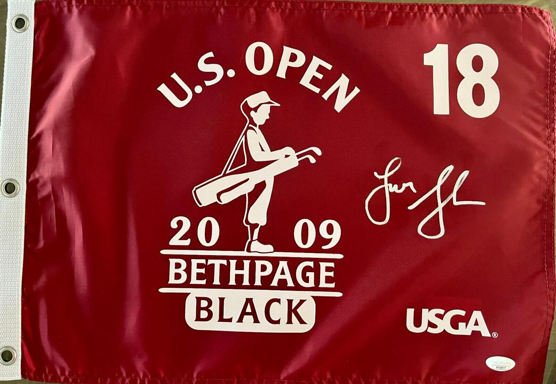 Lucas Glover signed 2009 U.S.Open Bethpage Black (red) Pin Flag-JSA AF18977: Lucas Glover signed 2009 U.S.Open Bethpage Black (red) Pin Flag-JSA AF18977 Sport: Golf-PGA Player: Lucas Glover Signed: Yes Autograph Authentication: James Spence Authentication (JSA) Original/Reprin