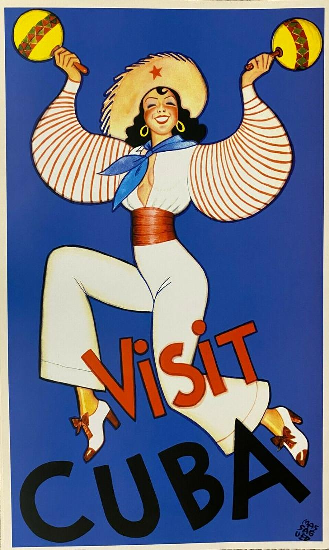 Visit Cuba Large Travel Poster 18" x 27": Visit Cuba Large Travel Poster 18" x 27" Features: Travel Poster Region Of Origin: united states Item Width: 27 in Time Period Manufactured: 1980-1989 Title: Visit Cuba Item Length: 27 in Item Height: